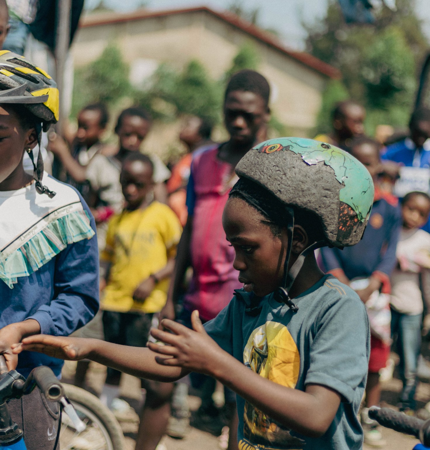 A young Tumaini rider preparing to ride